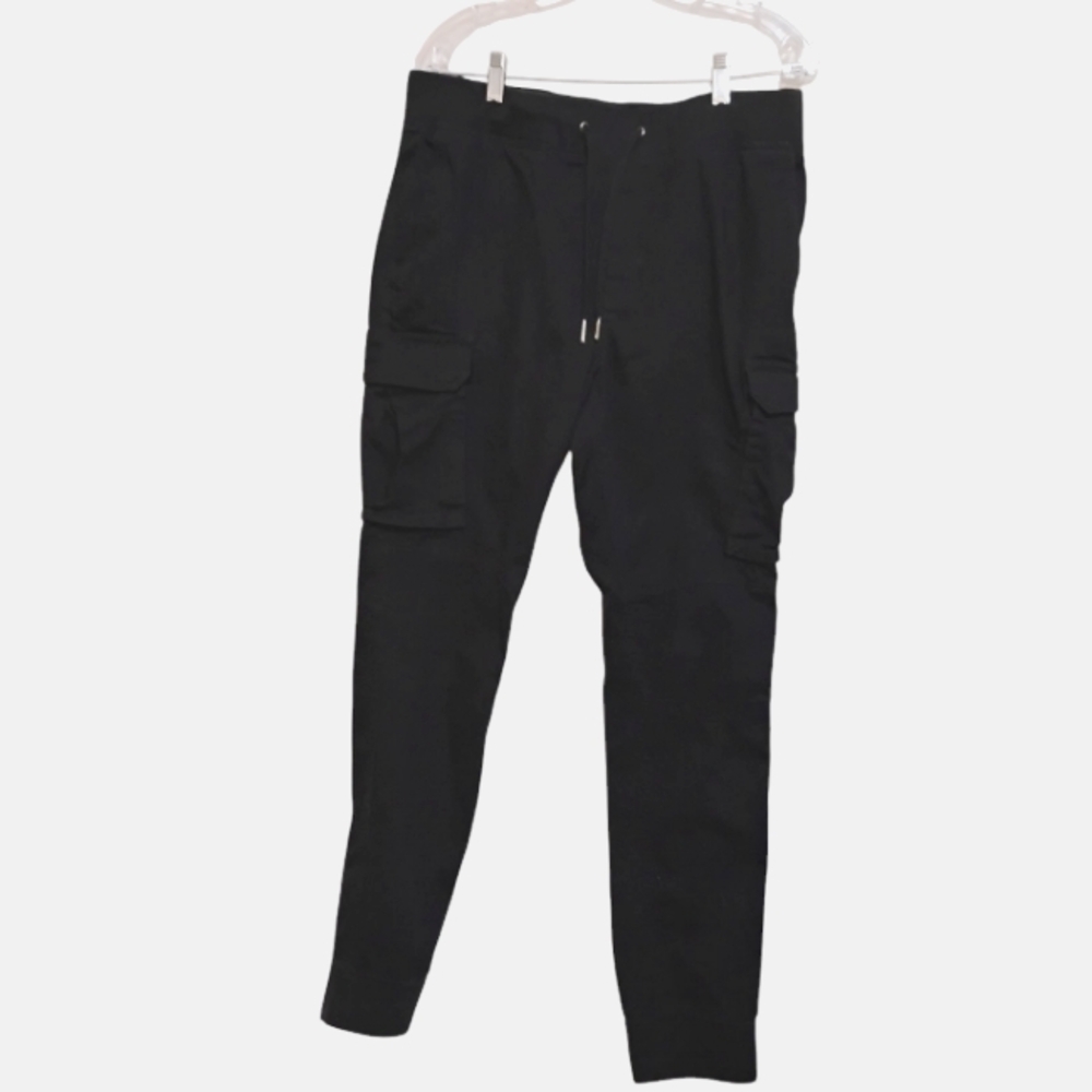 H&M Skinny Fit Coupe Moulante Women's Black Cargo Pockets Bottom Cuffs Pants M